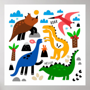 Dinosaurus naadloos patroon poster