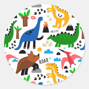 Dinosaurus naadloos patroon ronde sticker