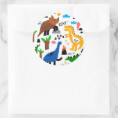 Dinosaurus naadloos patroon ronde sticker (Tas)