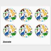 Dinosaurus naadloos patroon ronde sticker (Vel)