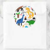 Dinosaurus naadloos patroon ronde sticker (Tas)