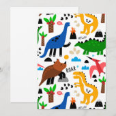 Dinosaurus naadloos patroon save the date (Voorkant / Achterkant)