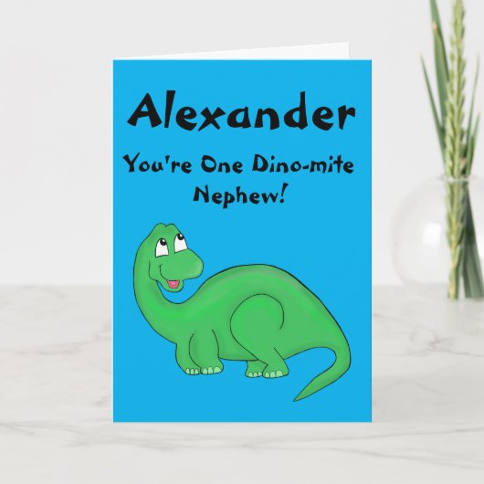 Dinosaurus neef leuke verjaardag kaart (Voorkant)