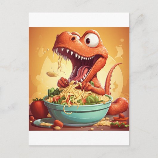 Dinosaurus noedels illustratie briefkaart (Voorkant)