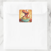 Dinosaurus noedels illustratie vierkante sticker (Tas)