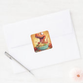 Dinosaurus noedels illustratie vierkante sticker (Envelop)