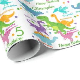 Dinosaurus noemt verjaardagen van kinderen cadeaupapier