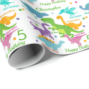 Dinosaurus noemt verjaardagen van kinderen cadeaupapier