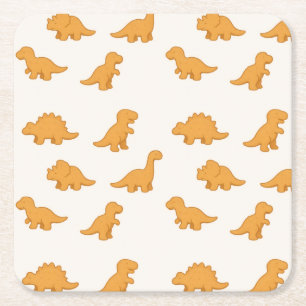 Dinosaurus Nugget Speelse Viering Draai Kinderen Kartonnen Onderzetters