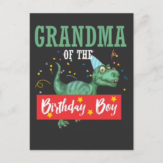 Dinosaurus Oma Grootmoeder Verjaardag Jongen Briefkaart (Voorkant)