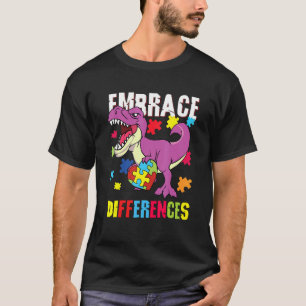 Dinosaurus Omarm Verschillen Steun Autismebewustzi T-shirt