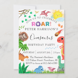 Dinosaurus Onasaurus Verjaardagsfeest Kaart