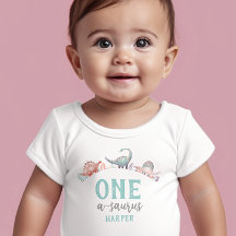 Dinosaurus One-A-Saurus 1e Verjaardag Baby T-shirt