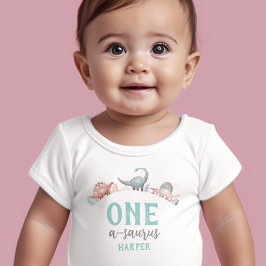 Dinosaurus One-A-Saurus 1e Verjaardag Baby T-shirt