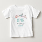 Dinosaurus One-A-Saurus 1e Verjaardag Baby T-shirt (Voorkant)
