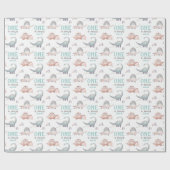 Dinosaurus One-A-Saurus 1e verjaardag Cadeaupapier (Vlak)