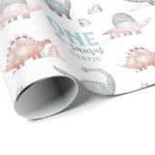 Dinosaurus One-A-Saurus 1e verjaardag Cadeaupapier (Rol Hoek)