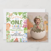 Dinosaurus One-A-Saurus 1e Verjaardag Foto Kaart (Voorkant)