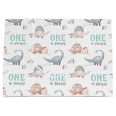 Dinosaurus One-A-Saurus 1e verjaardag Groot Cadeauzakje (Voorkant)