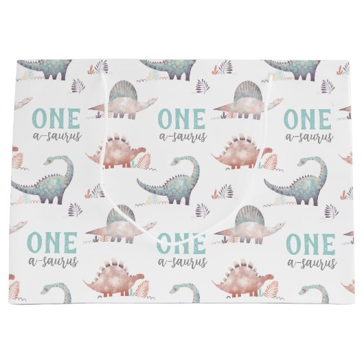 Dinosaurus One-A-Saurus 1e verjaardag Groot Cadeauzakje (Voorkant)