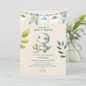 Dinosaurus One-a-Saurus 1e verjaardag Kaart (Staand voorkant)