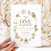 Dinosaurus One-a-Saurus 1e Verjaardag Uitnodiging