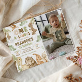 Dinosaurus One-A-Saurus 1e Verjaardagsfeestfoto Kaart