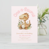 Dinosaurus One-A-Saurus 1e Verjaardagsfeestje Meis Kaart (Staand voorkant)