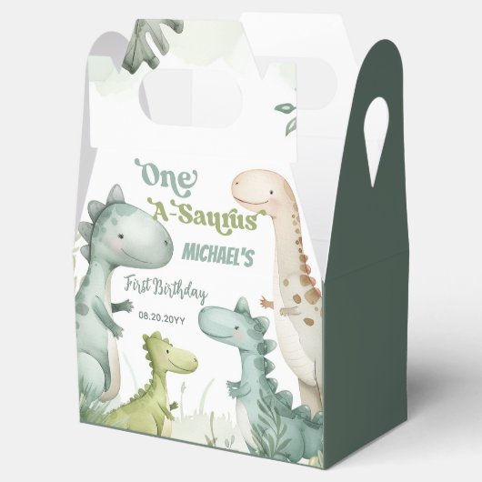 Dinosaurus One-A-Saurus Jongen 1e Verjaardag Favor Bedankdoosjes (Geopend)