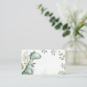 Dinosaurus One-A-Saurus Jongen 1e Verjaardagsfeest Informatiekaartje (Staand voorkant)