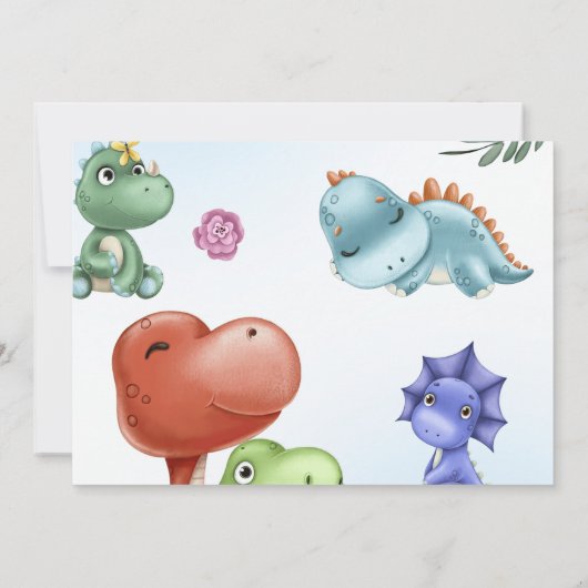 Dinosaurus One-A-Saurus Verjaardagsfeest Kaart (Achterkant)