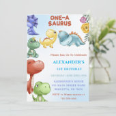 Dinosaurus One-A-Saurus Verjaardagsfeest Kaart (Staand voorkant)