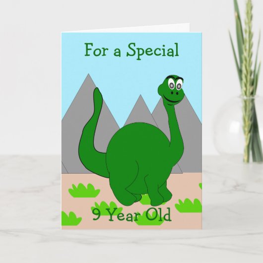 Dinosaurus ontwerp gepersonaliseerd 9 jaar oude ve kaart (Voorkant)