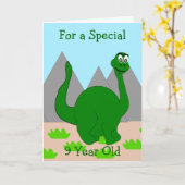 Dinosaurus ontwerp gepersonaliseerd 9 jaar oude ve kaart (Gele Bloem)