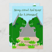 Dinosaurus ontwerp kinderverjaardagsfeestje kaart (Voorkant / Achterkant)