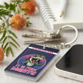 Dinosaurus op biseksuele vlag kleuren achtergrond sleutelhanger (Voorkant Rechts)