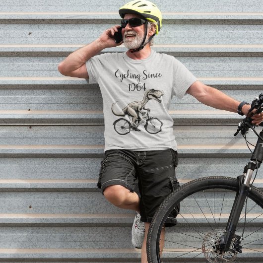Dinosaurus op een fiets Dino Fietser Oude Biker T-shirt