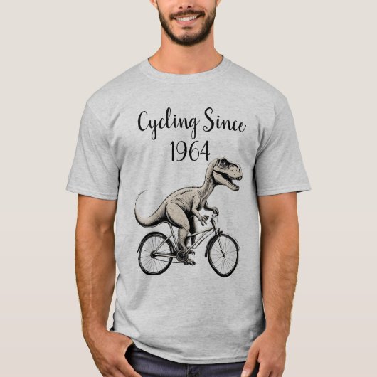Dinosaurus op een fiets Dino Fietser Oude Biker T-shirt (Voorkant)