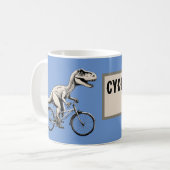 Dinosaurus op een fiets verjaardag fietser Dino Koffiemok (Voorkant links)