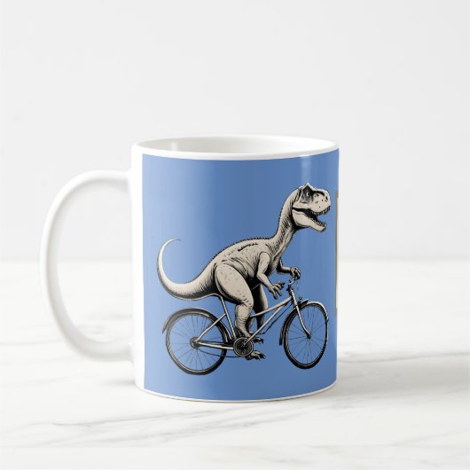 Dinosaurus op een fiets verjaardag fietser Dino Koffiemok (Links)