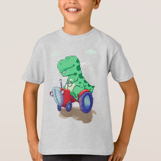 Dinosaurus op een trekker t-shirt (Voorkant)