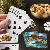 Dinosaurus op jacht naar vis pokerkaarten (Insitu)
