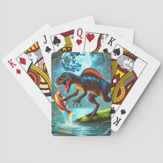 Dinosaurus op jacht naar vis pokerkaarten (Achterkant)