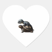 dinosaurus op schildpad Kopie Hart Sticker (Voorkant)