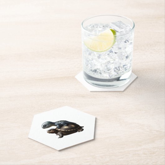 dinosaurus op schildpad Kopie Kartonnen Onderzetters (Insitu)