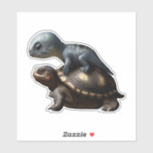 dinosaurus op schildpad Kopie Sticker (Vel)