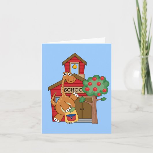 Dinosaurus op school t-shirts en geschenken kaart (Voorkant)