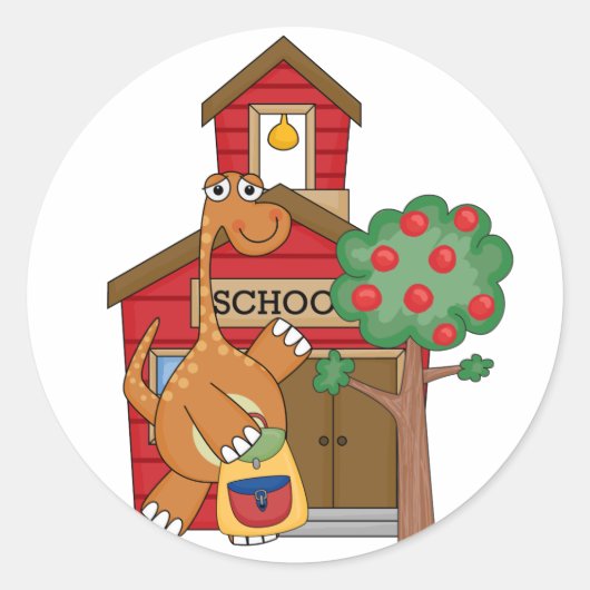 Dinosaurus op school t-shirts en geschenken ronde sticker (Voorkant)