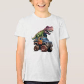 Dinosaurus op Vrachtwagen Tri-Blend Shirt (Voorkant)