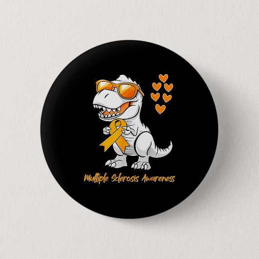Dinosaurus Oranje Lint Ondersteuning Multiple Scle Ronde Button 5,7 Cm (Voorkant)